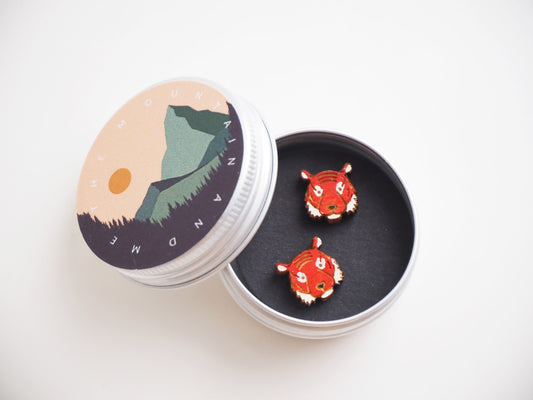 Tiger Earrings - Hand Painted Wooden Studs