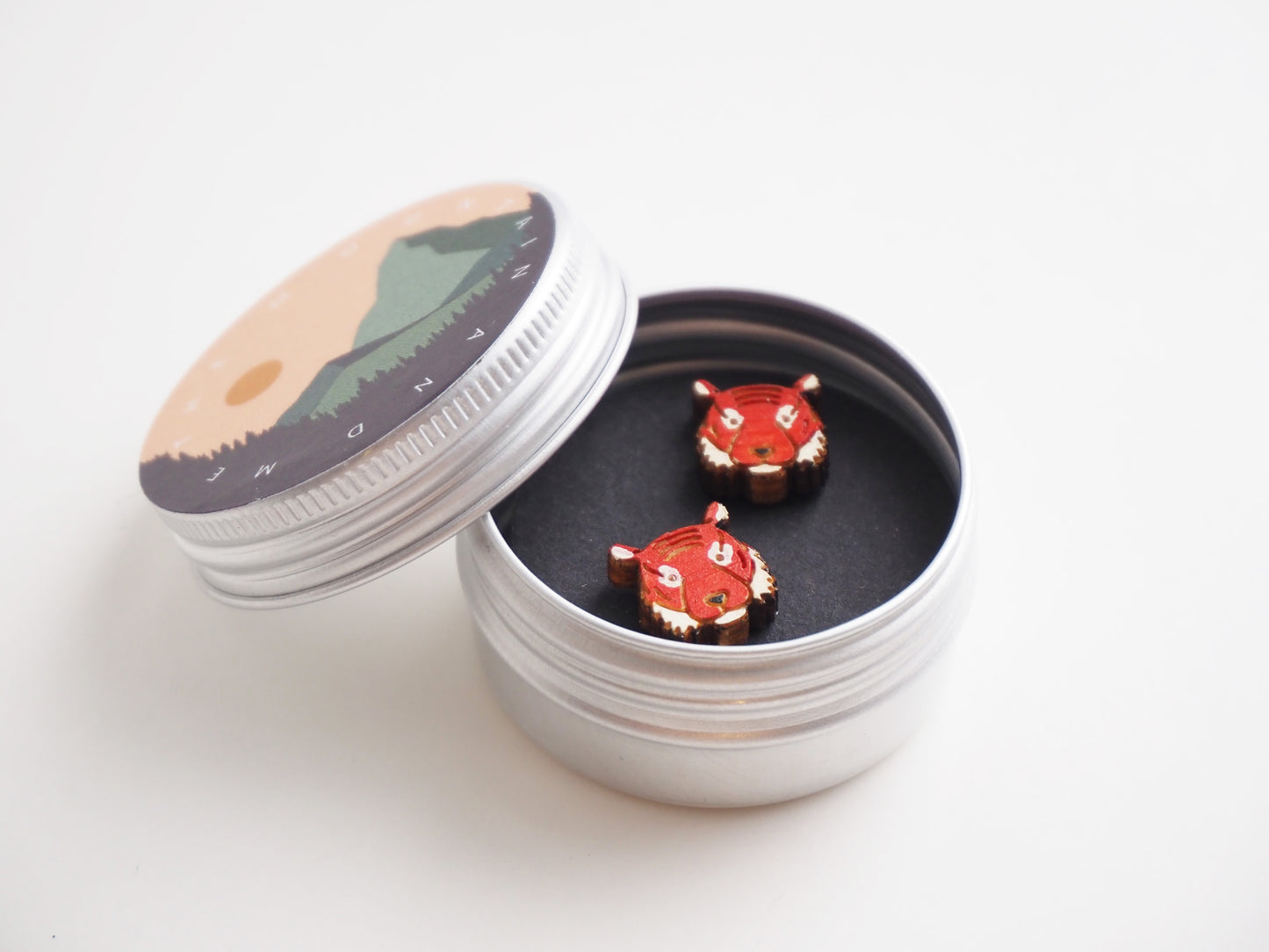 Tiger Earrings - Hand Painted Wooden Studs