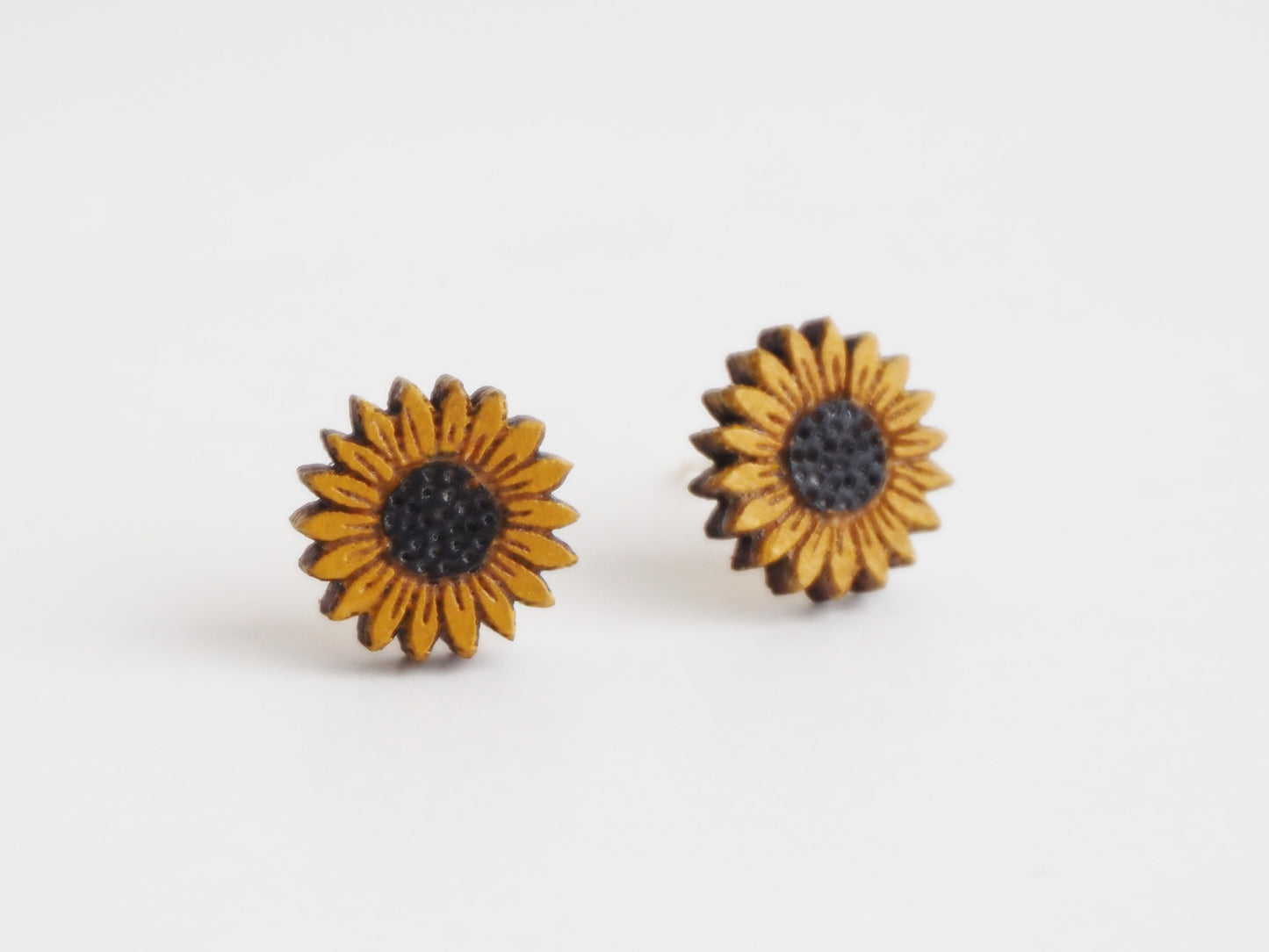 Hand Painted Wooden Sunflower Earrings | Sustainable Bamboo Jewellery Gift