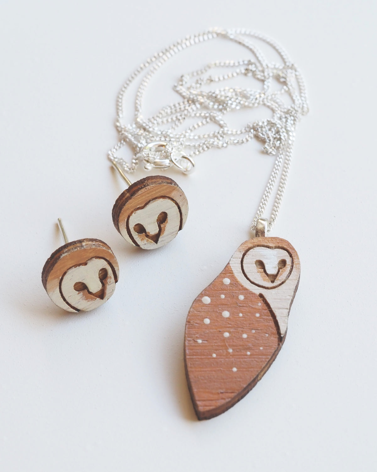 Barn Owl Necklace - Sterling Silver