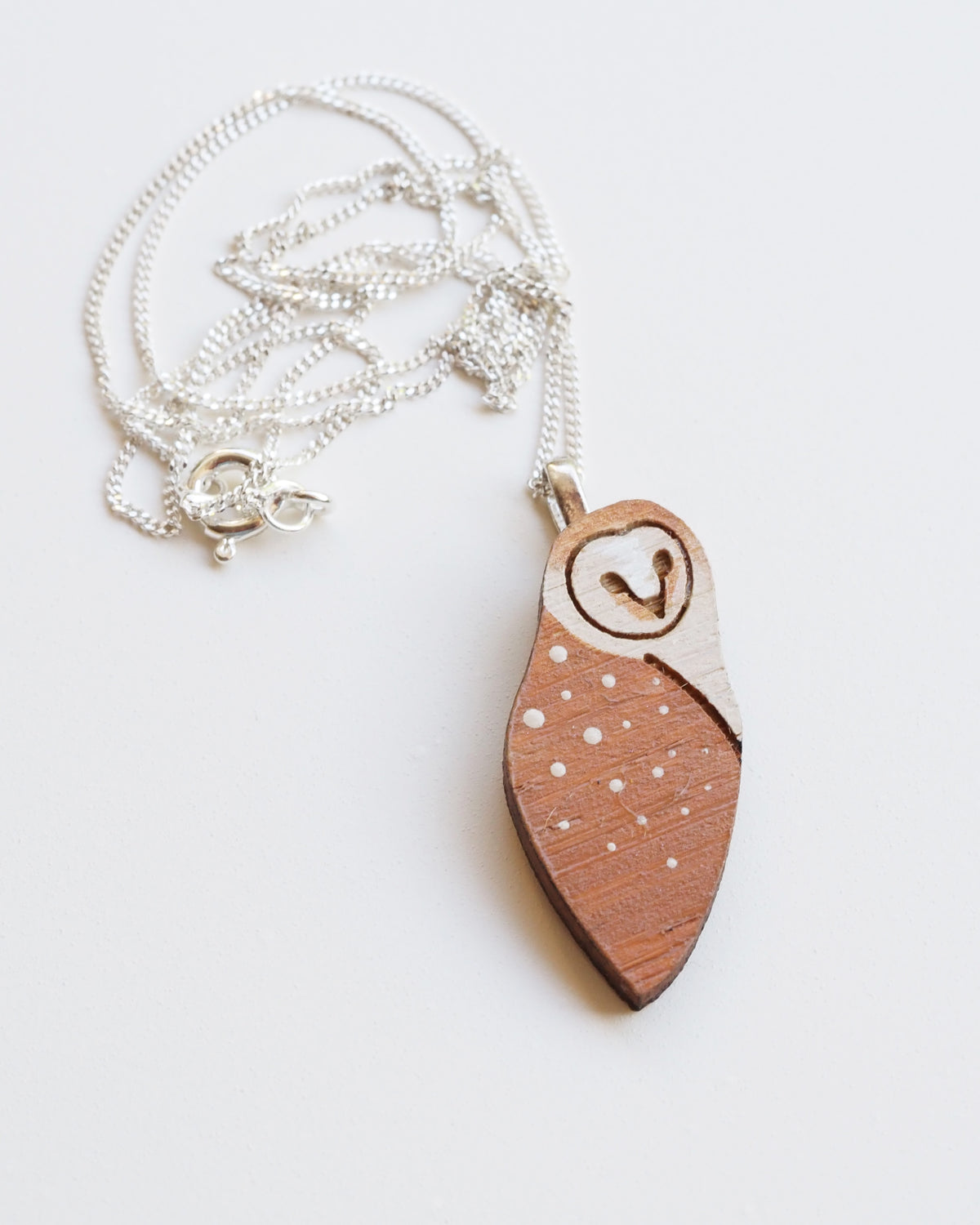 Barn Owl Necklace - Sterling Silver