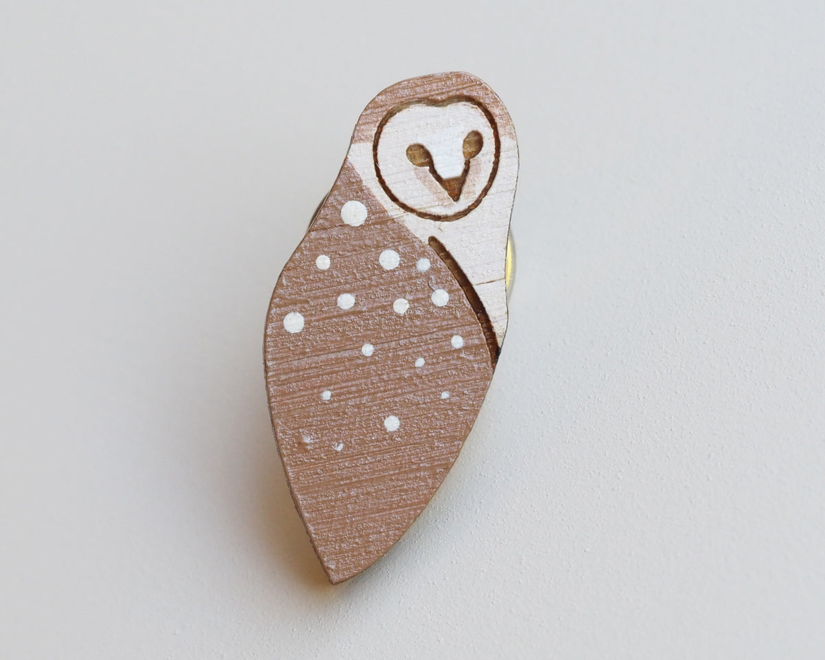 Mini Barn Owl Pin Badge - Owl Gift