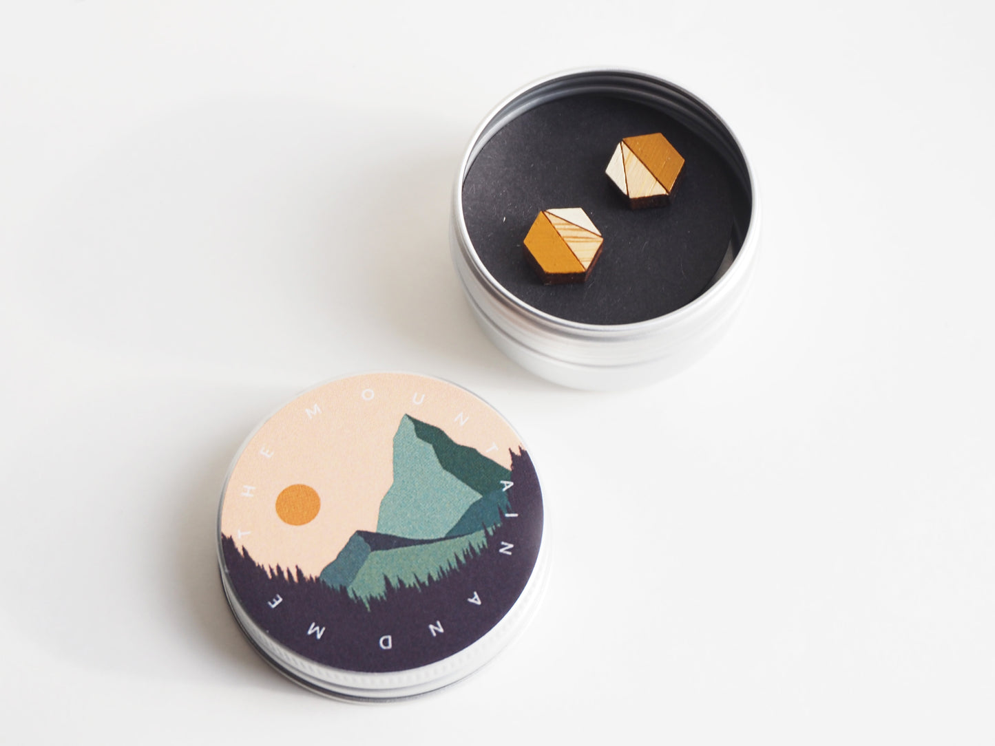 Geometric Stud Earrings – Mustard Yellow and White