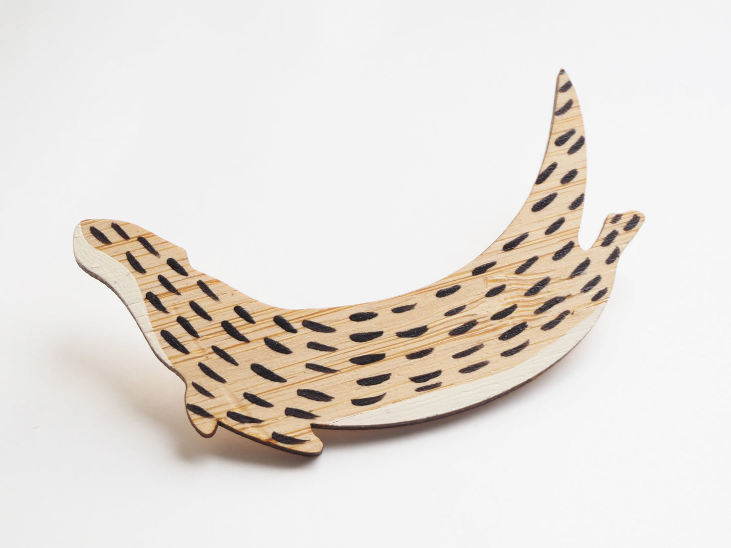 Otter Brooch – Hand Painted Bamboo Wooden Pin