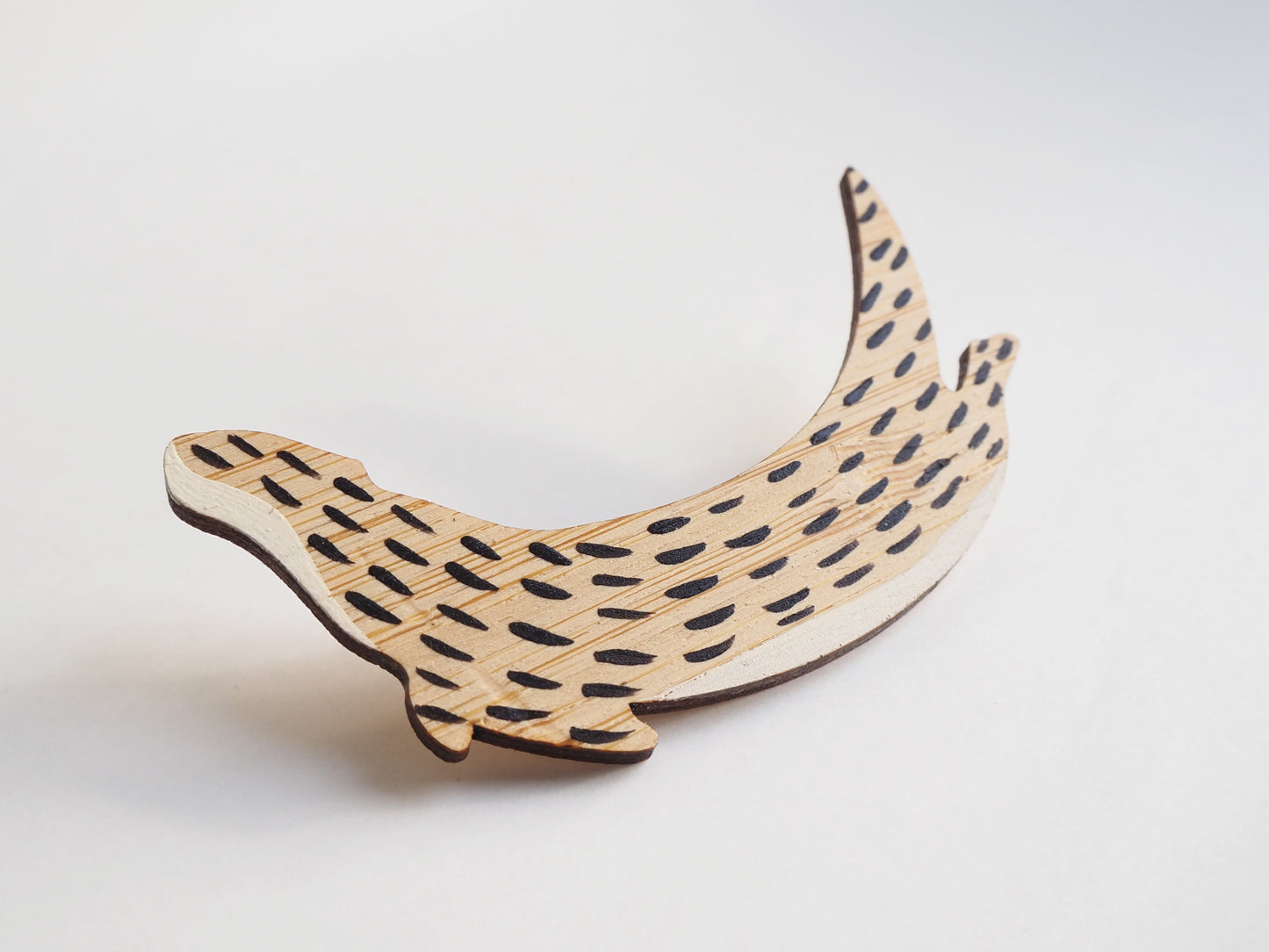 Otter Brooch – Hand Painted Bamboo Wooden Pin