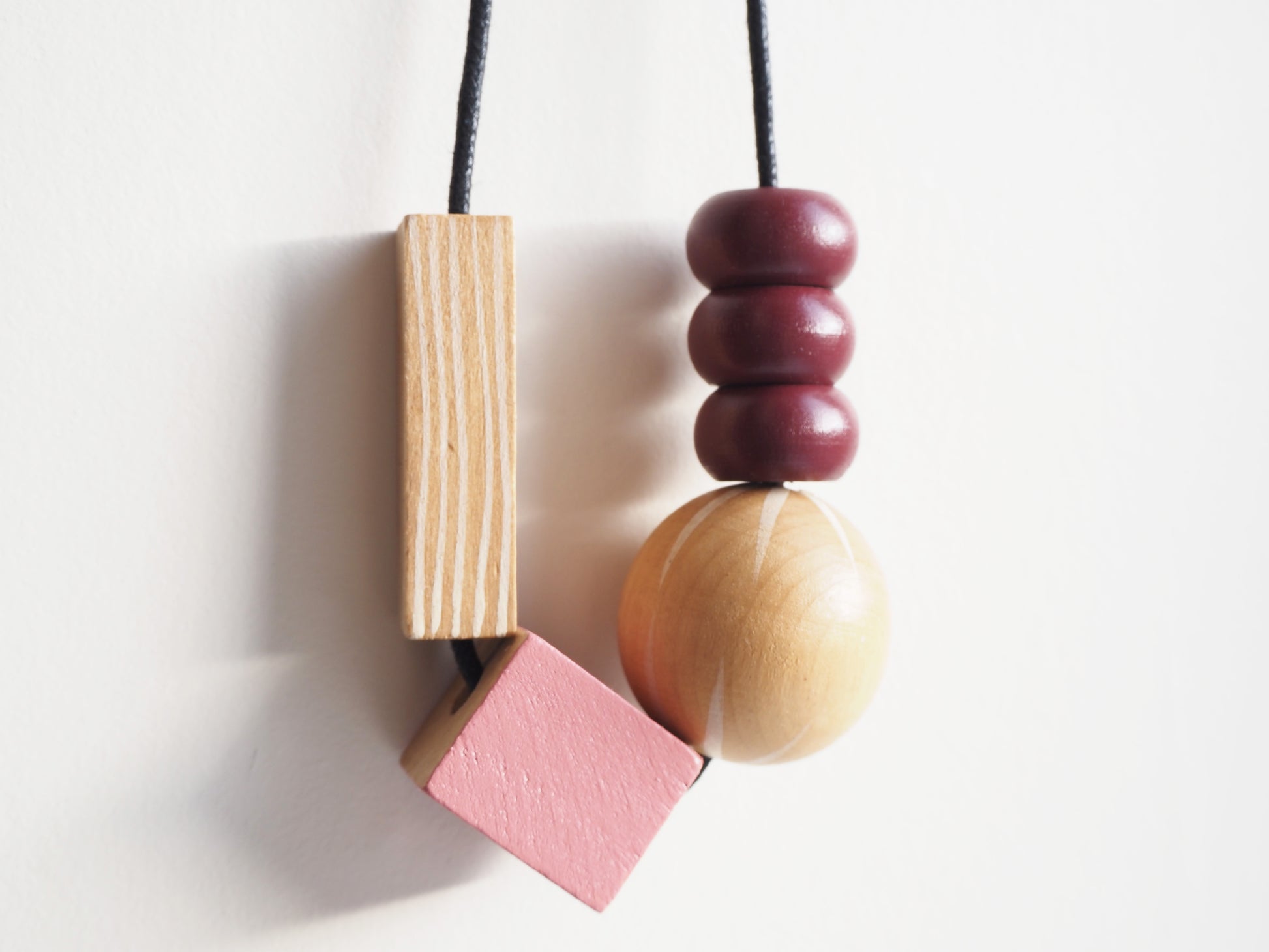 hand painted wooden necklace