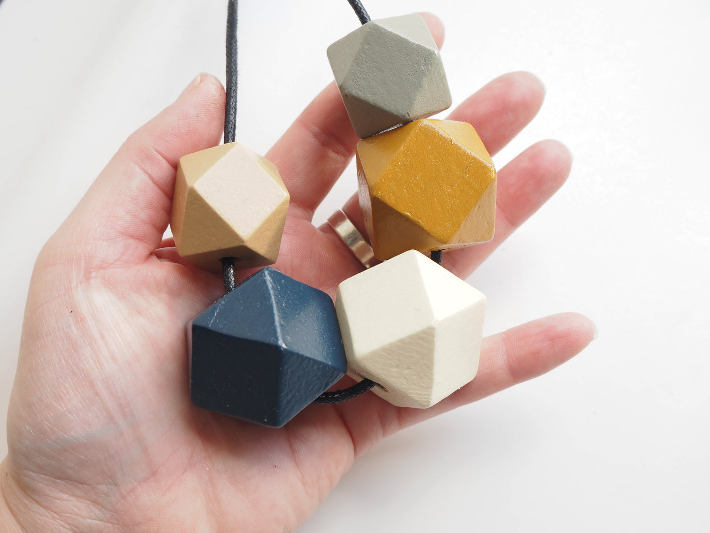 Chunky Geometric Wooden Bead Necklace