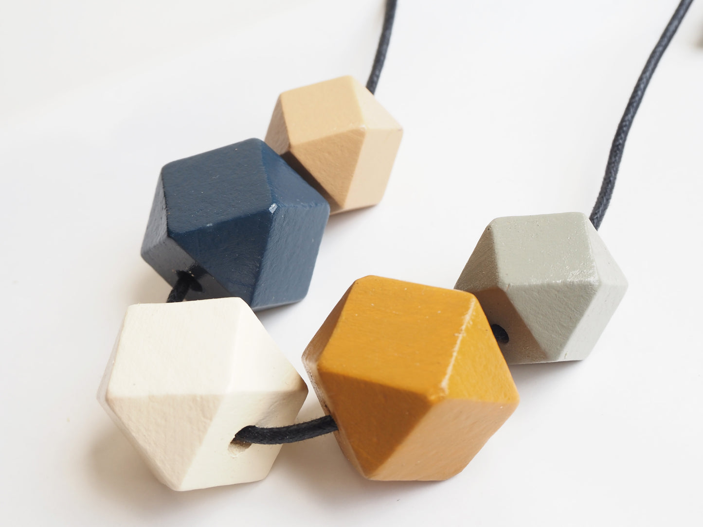 Chunky Geometric Wooden Bead Necklace