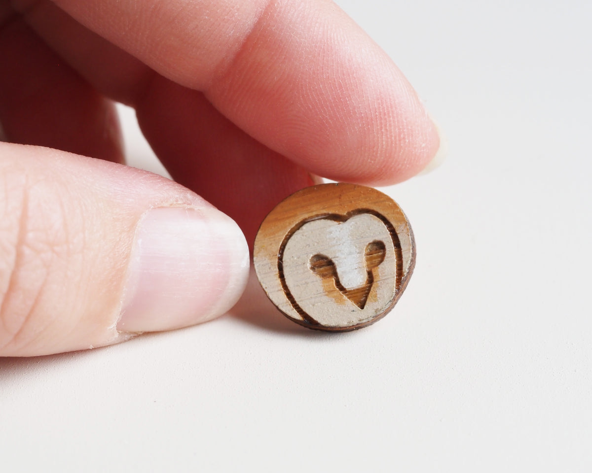 Mini Barn Owl Face Pin Badge – Etched Bamboo Owl Gift