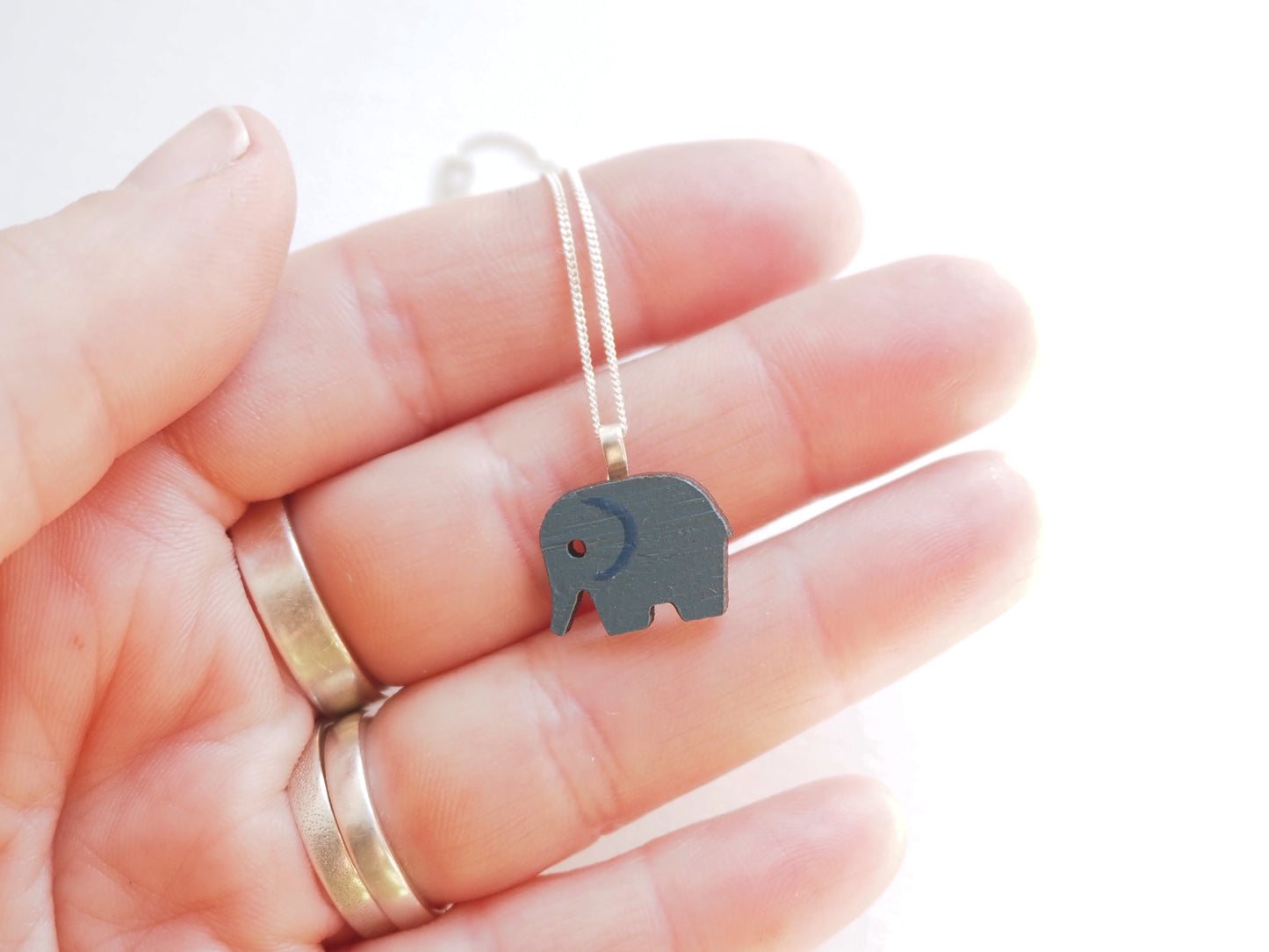 Elephant Necklace – Sterling Silver Chain & Sustainable Bamboo