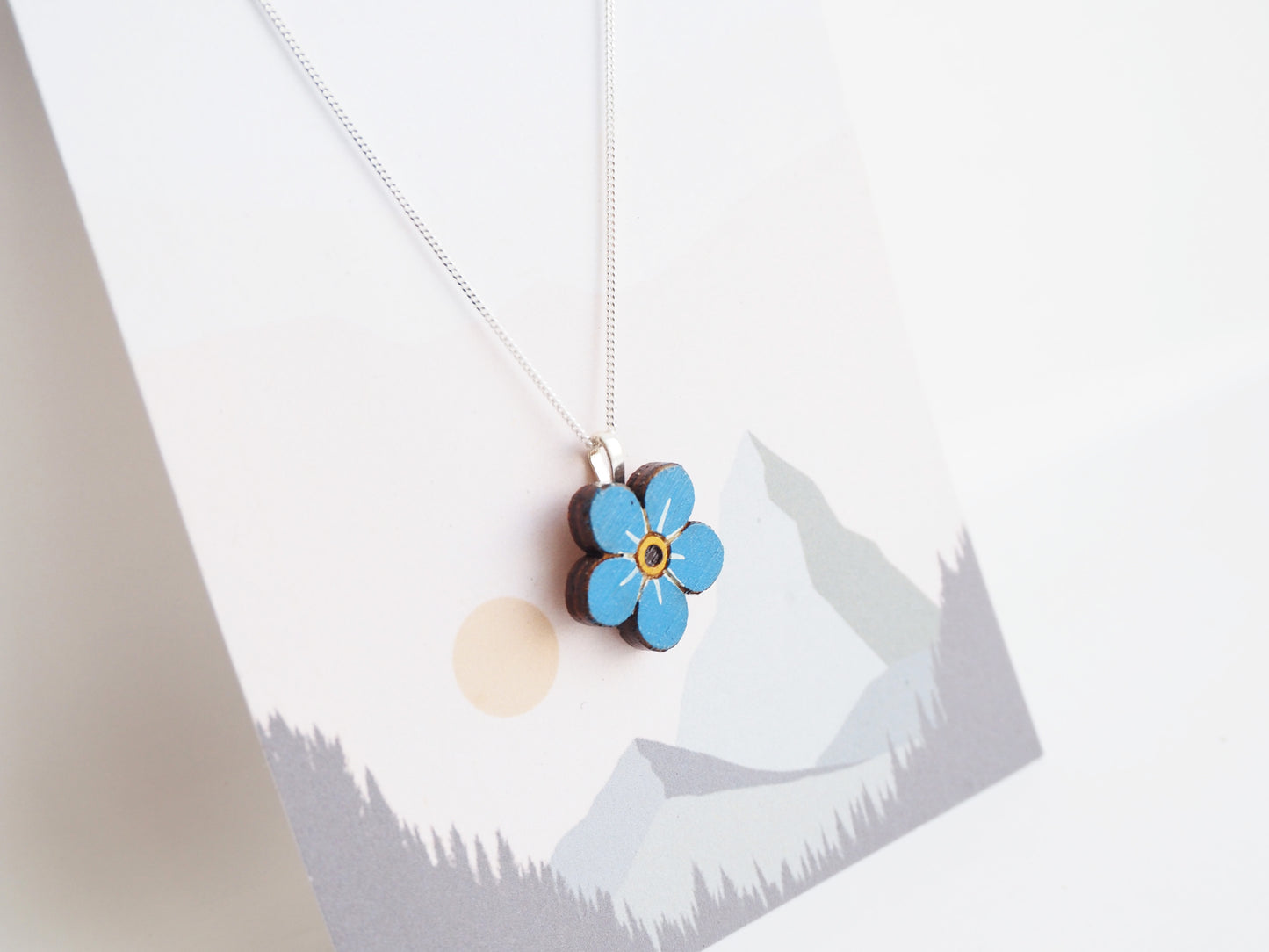 forget me not silver necklace