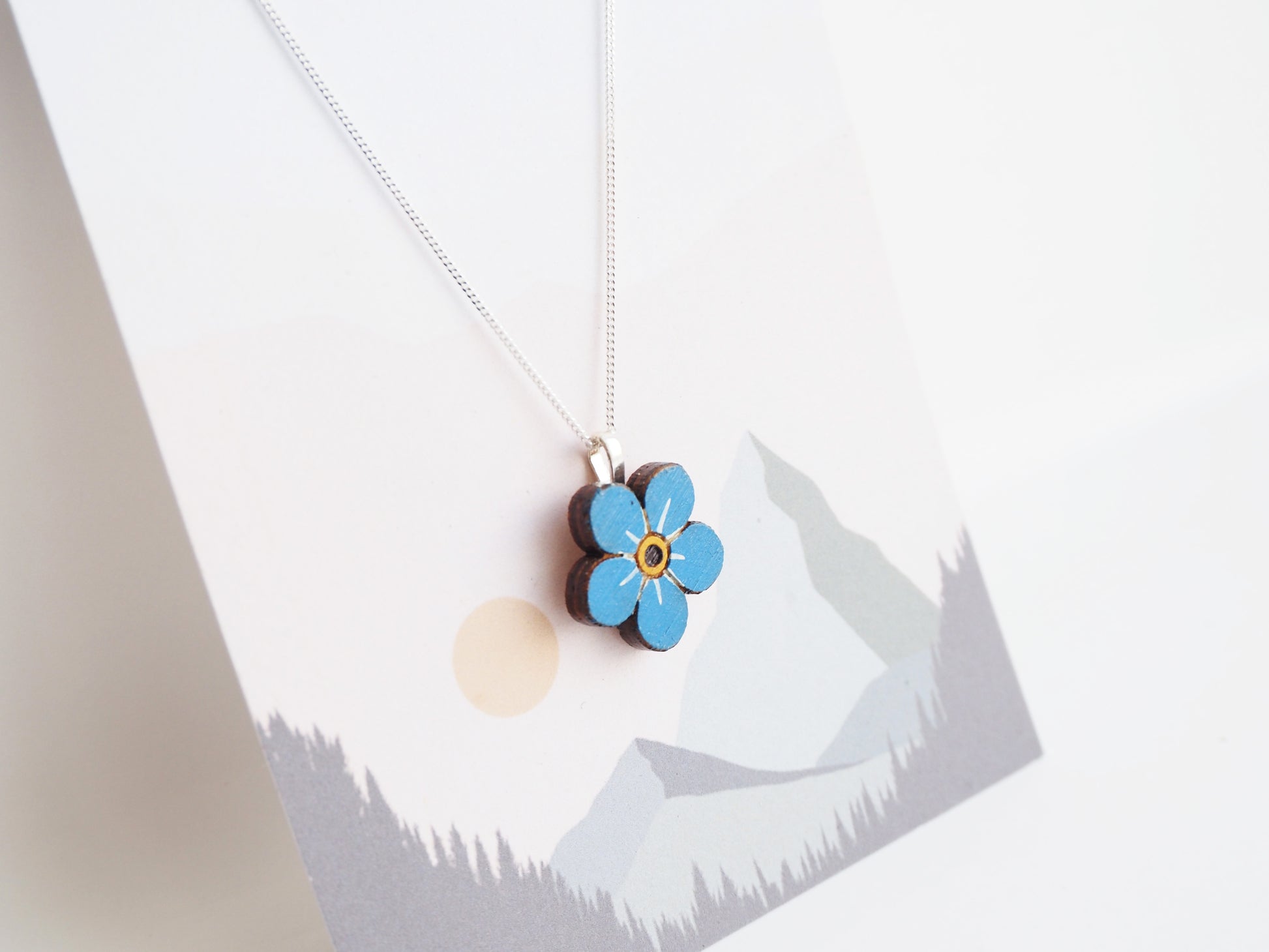 forget me not silver necklace