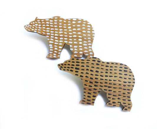 Wooden Bear Pin Brooch, Grizzly Bear Brooch, Bear Gifts