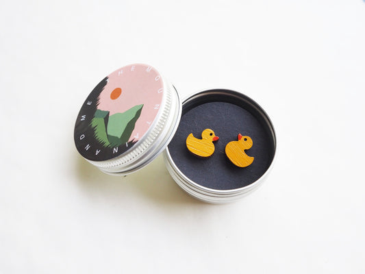 Duck Earrings, Duck Studs, Yellow Ducks, Rubber Duck Jewellery