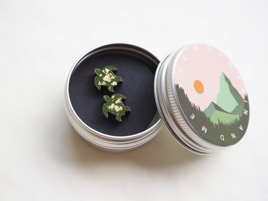 Turtle Stud Earrings – Hand Painted Wooden Eco-Friendly Jewellery