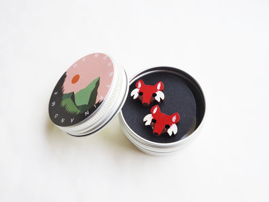Fox Earrings / Wooden Earrings / Fox Gifts / Fox Studs