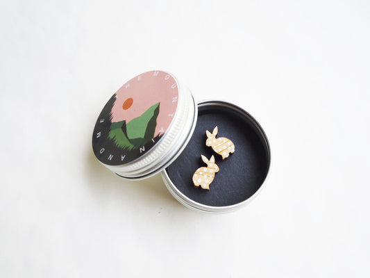 Wooden Rabbit Stud Earrings, Eco Friendly Gifts, Woodland Animals, Easter Gifts