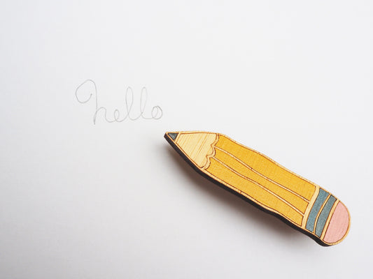 Pencil Brooch, Wooden Pencil, Gift for Artist, Stocking Filler for Artists