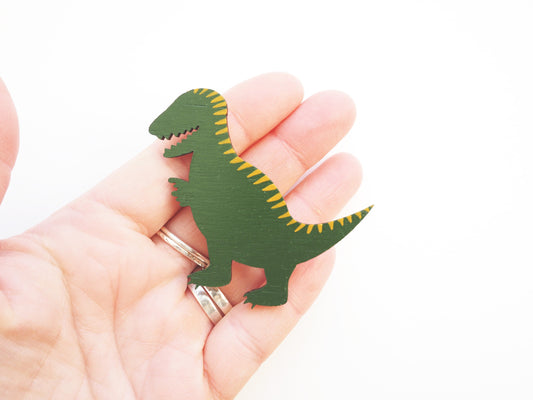 Dinosaur Brooch, T-rex Gifts, Wooden Dinosaur