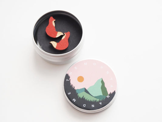 Hand Painted Fox Stud Earrings, Laser Cut Foxes, Woodland Themed Gifts