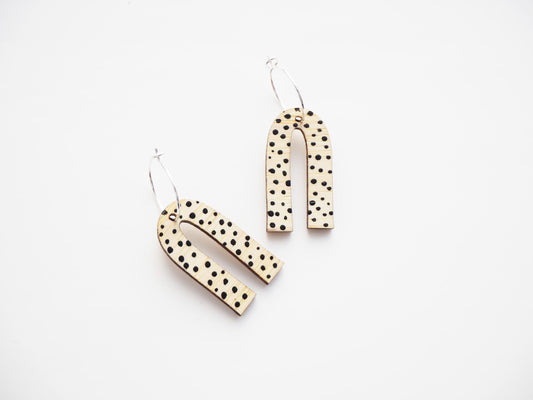 Polka Dot Wooden Hoop Earrings – Hand Painted Lightweight Bamboo