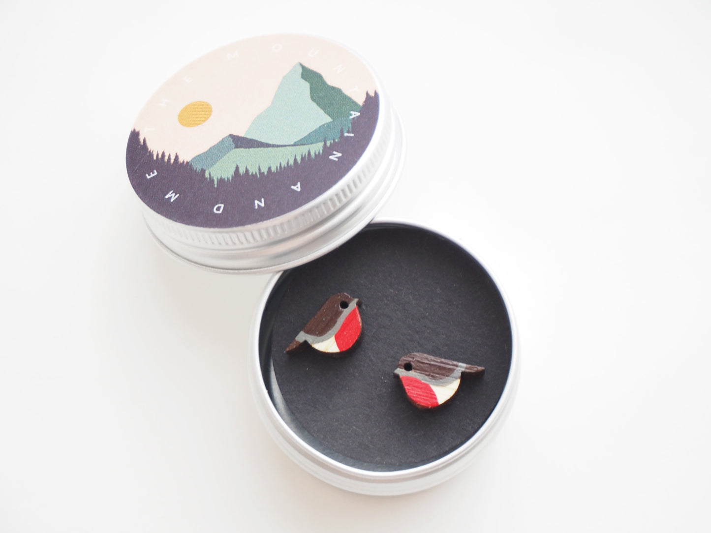 hand painted wooden bird earrings