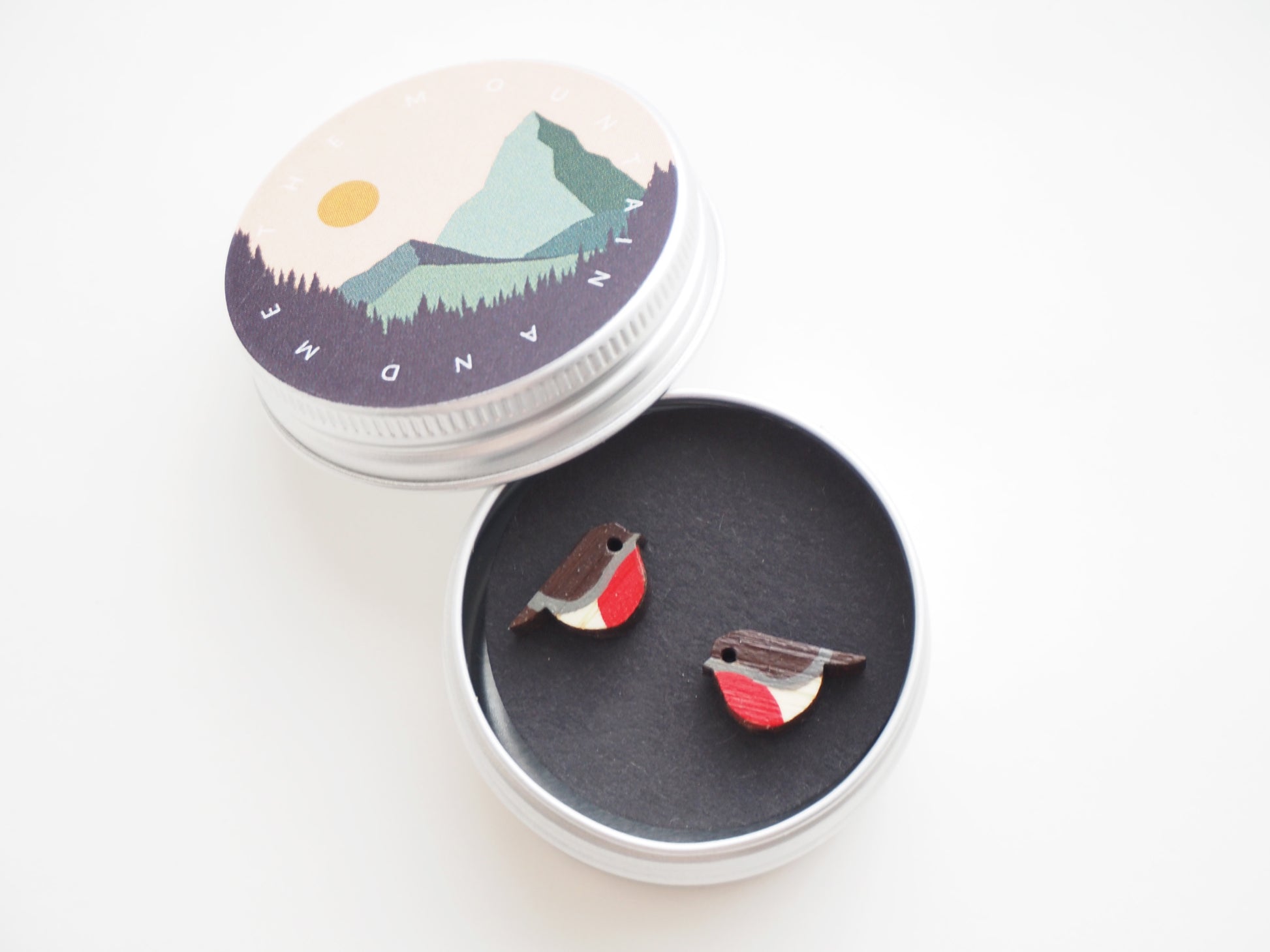 hand painted wooden bird earrings