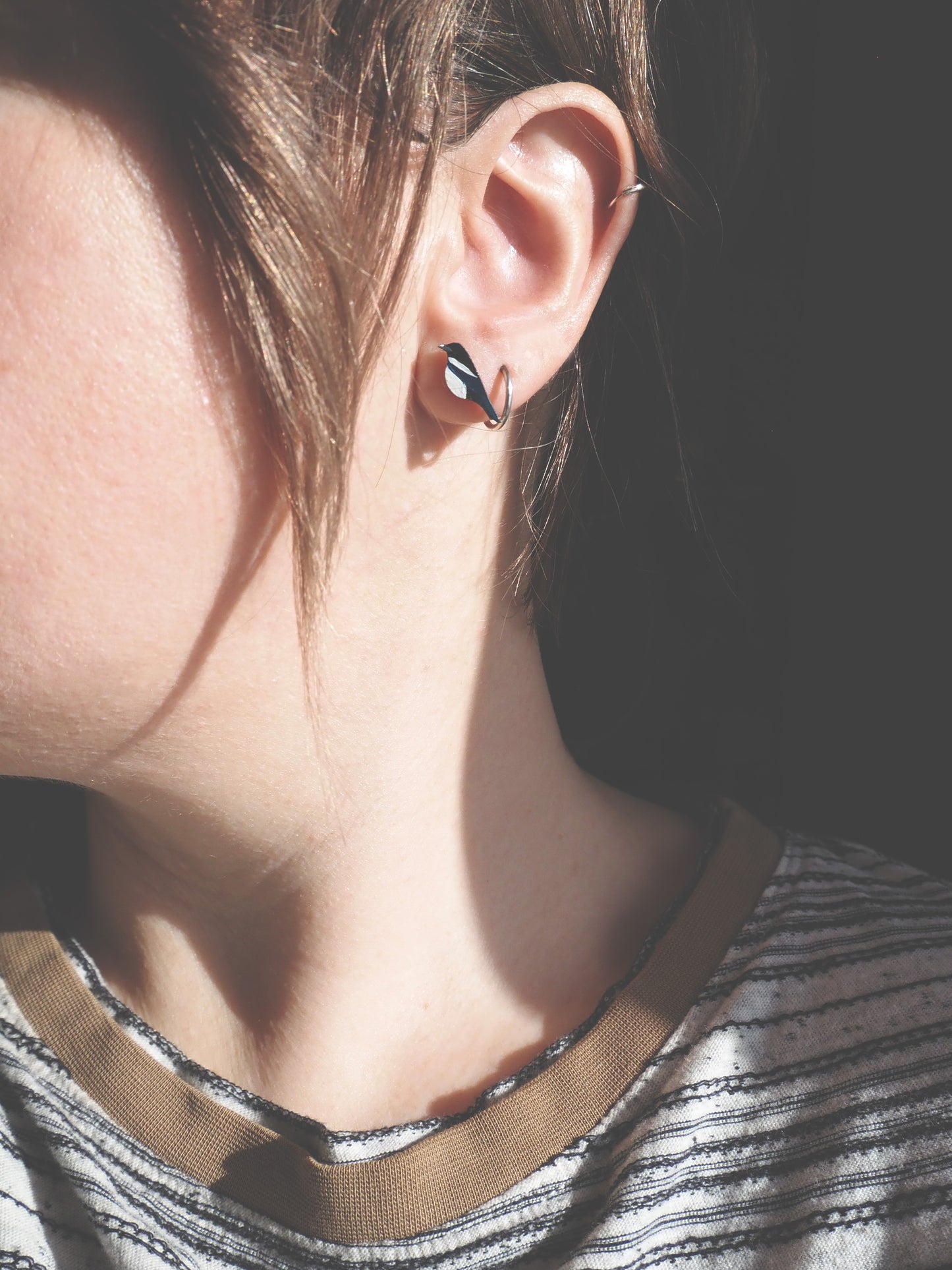 Magpie Bamboo Earrings – Hand Painted