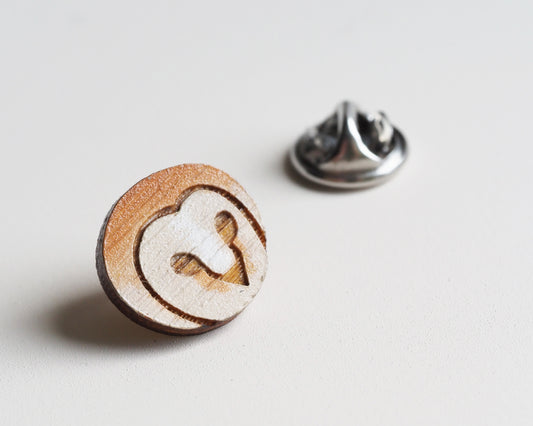 Mini Barn Owl Face Pin Badge – Etched Bamboo Owl Gift