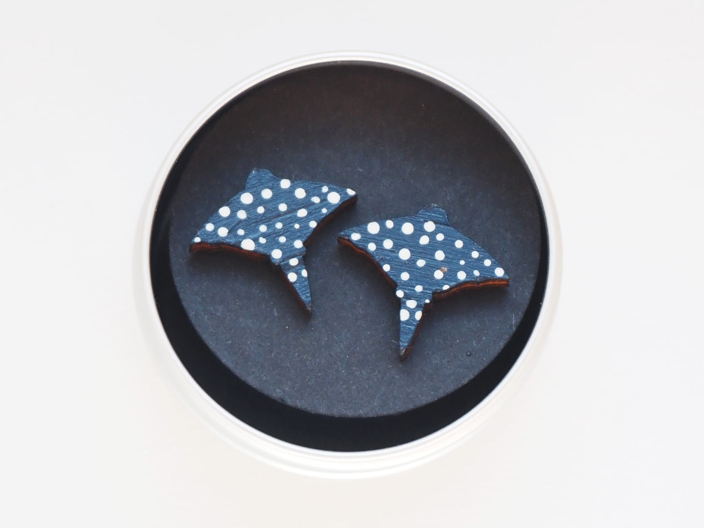 Hand Painted Manta Ray Stud Earrings