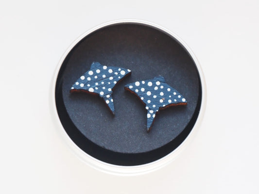 Hand Painted Manta Ray Stud Earrings