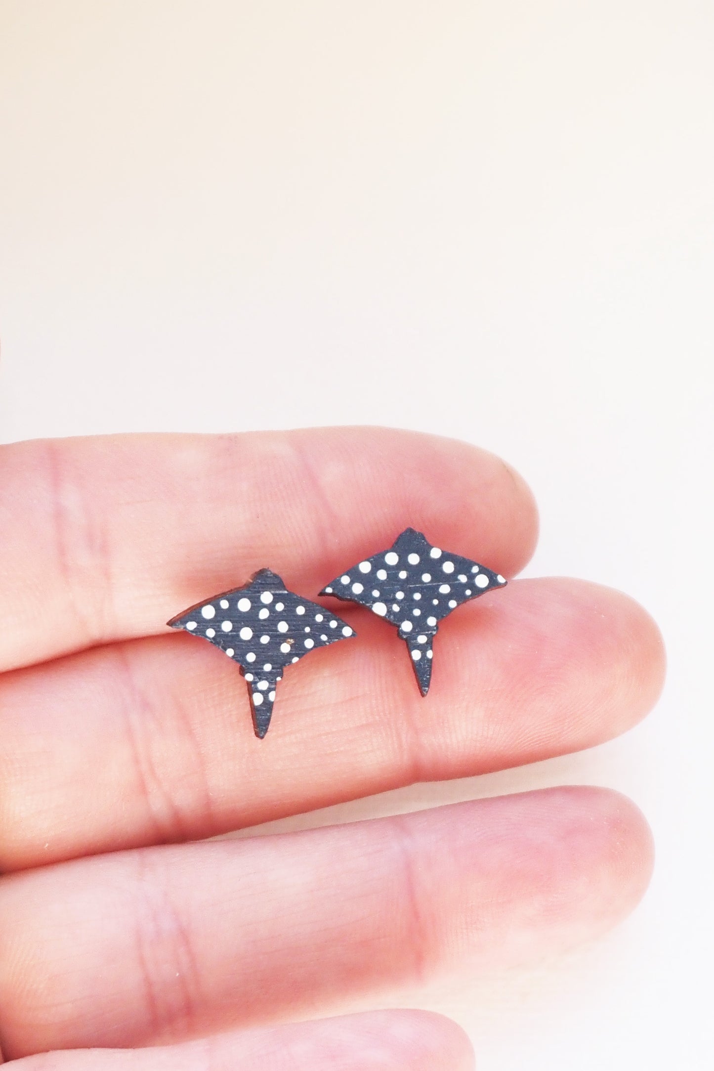 Hand Painted Manta Ray Stud Earrings
