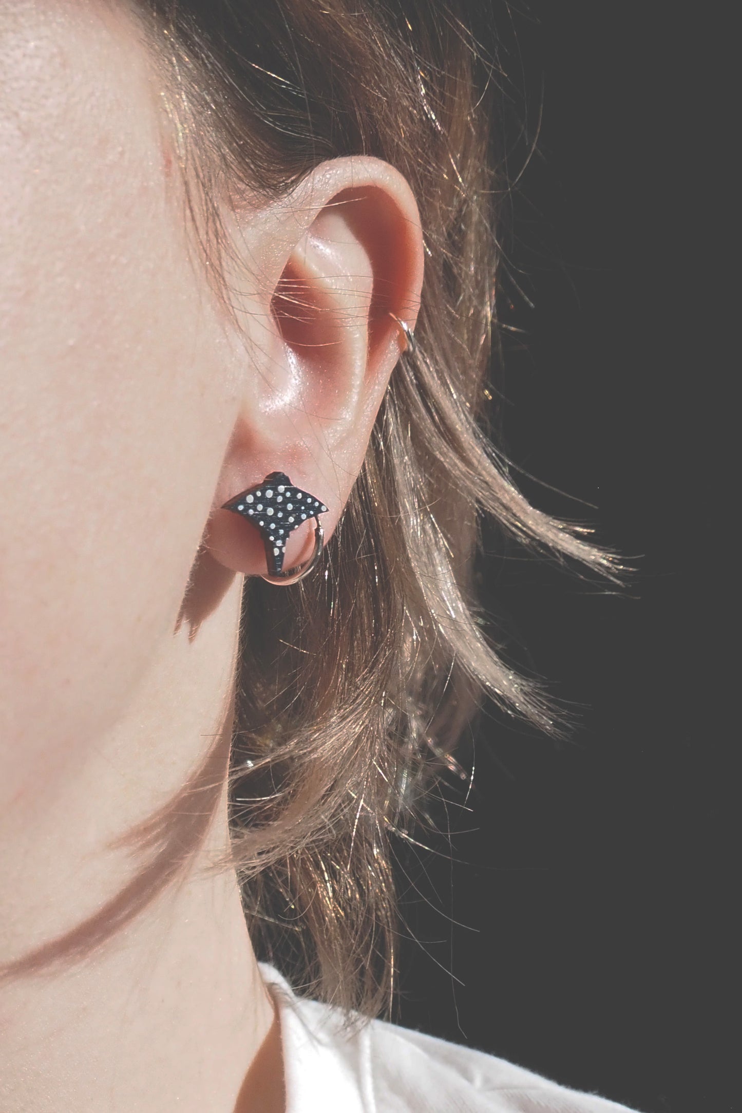 Hand Painted Manta Ray Stud Earrings