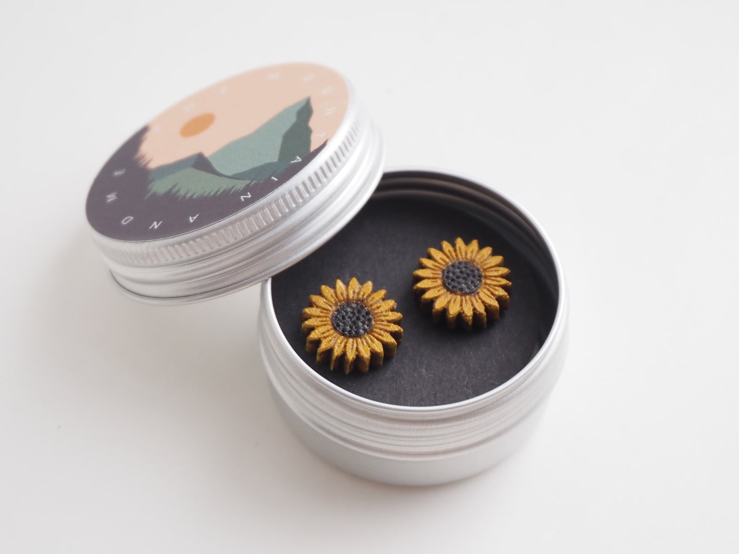 Hand Painted Wooden Sunflower Earrings | Sustainable Bamboo Jewellery Gift