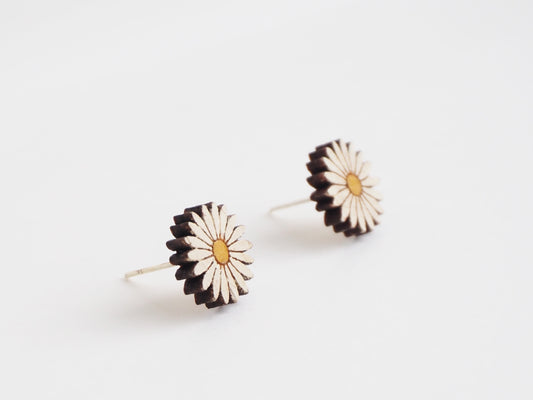 Hand Painted Wooden Daisy Earrings | Eco-Friendly Floral Jewellery