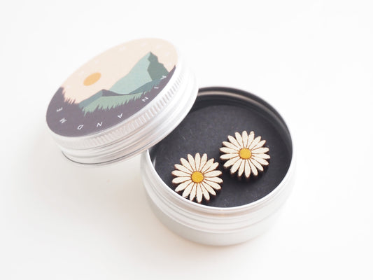 Hand Painted Wooden Daisy Earrings | Eco-Friendly Floral Jewellery